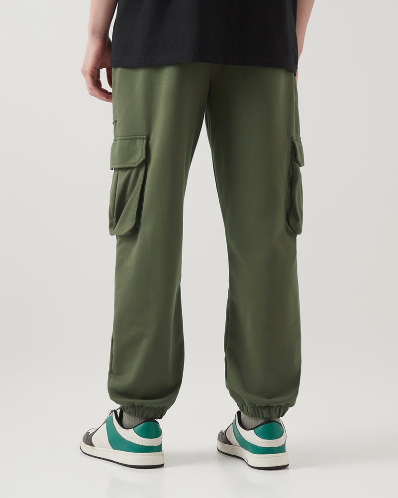 bewakoof Men's Winter Moss Green Oversized Cargo Warm Joggers - Image 4